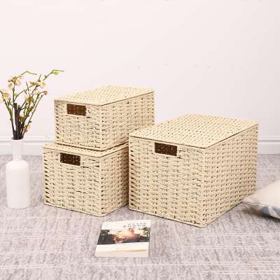 Beige woven basket  for  storage