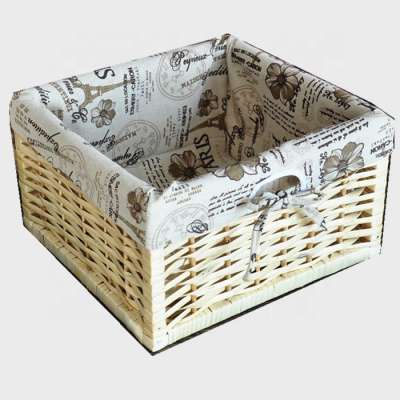 Factory Custom Wicker Storage Basket with Liner  Small Willow Rectangular Handmade Basket for Sundries neatening