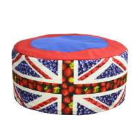 Waterproof custom round strawberry union jack printed bean bag foot rest stool